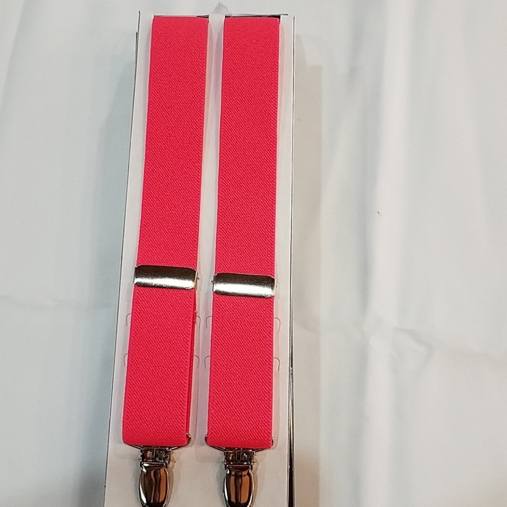NWB, Neon pink X-Back Suspenders